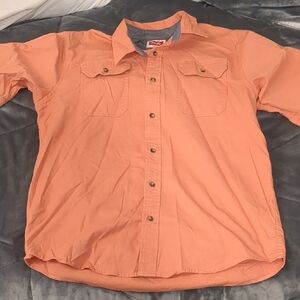 Wrangler Orange Casual Button Down Shirt Lightweight